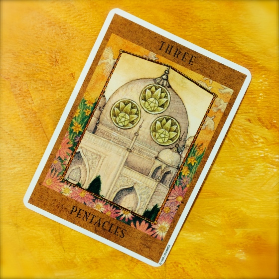 Three of Pentacles from The Goddess Tarot